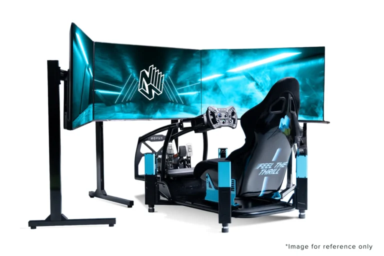 Novus Full Motion RS professional full motion racing simulator with X Motion platform and curved screens